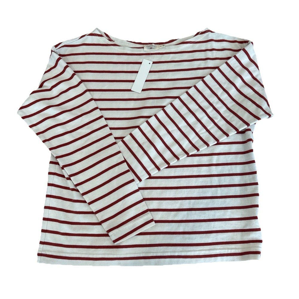 NWT Faherty Boat Neck Top Red Stripe Nautical Preppy $78